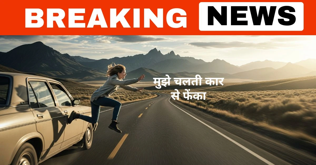 चलती कार से महिला को फेंका