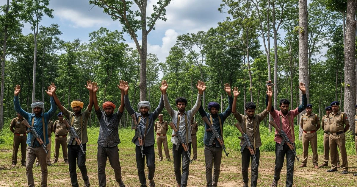 झारखंड में बड़ा सरेंडर 9 नक्सलियों ने AK-47 समेत डाले हथियार